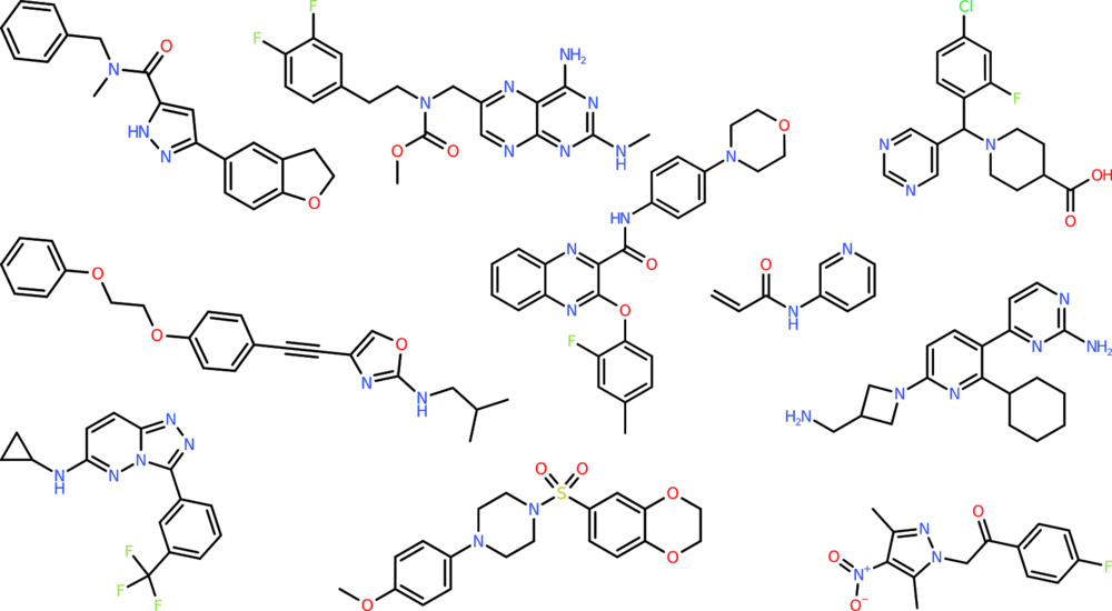 Sample molecules generated by the SMILES LSTM model.